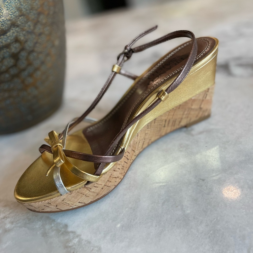 Franco Sarto Baby-Gold Multi Metallic Wedges